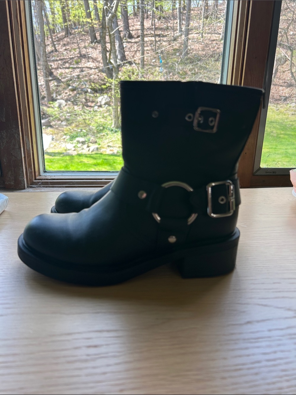 Target Black Women's Combat Moto Boots with Buckle Detail